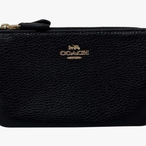 Coach Pebbled Leather Double Corner Zip Wristlet